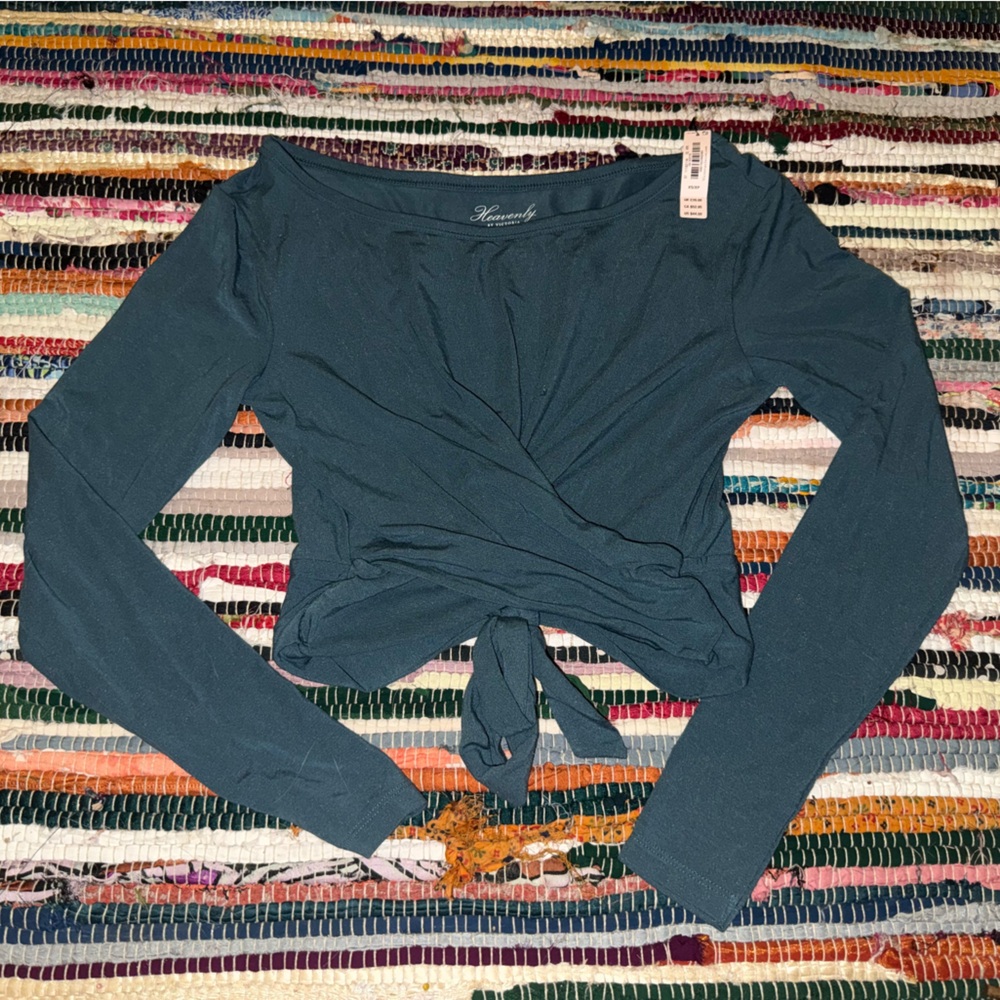 NWT Victoria's Secret Heavenly Long Sleeve Criss cross  Tie-Back Top
